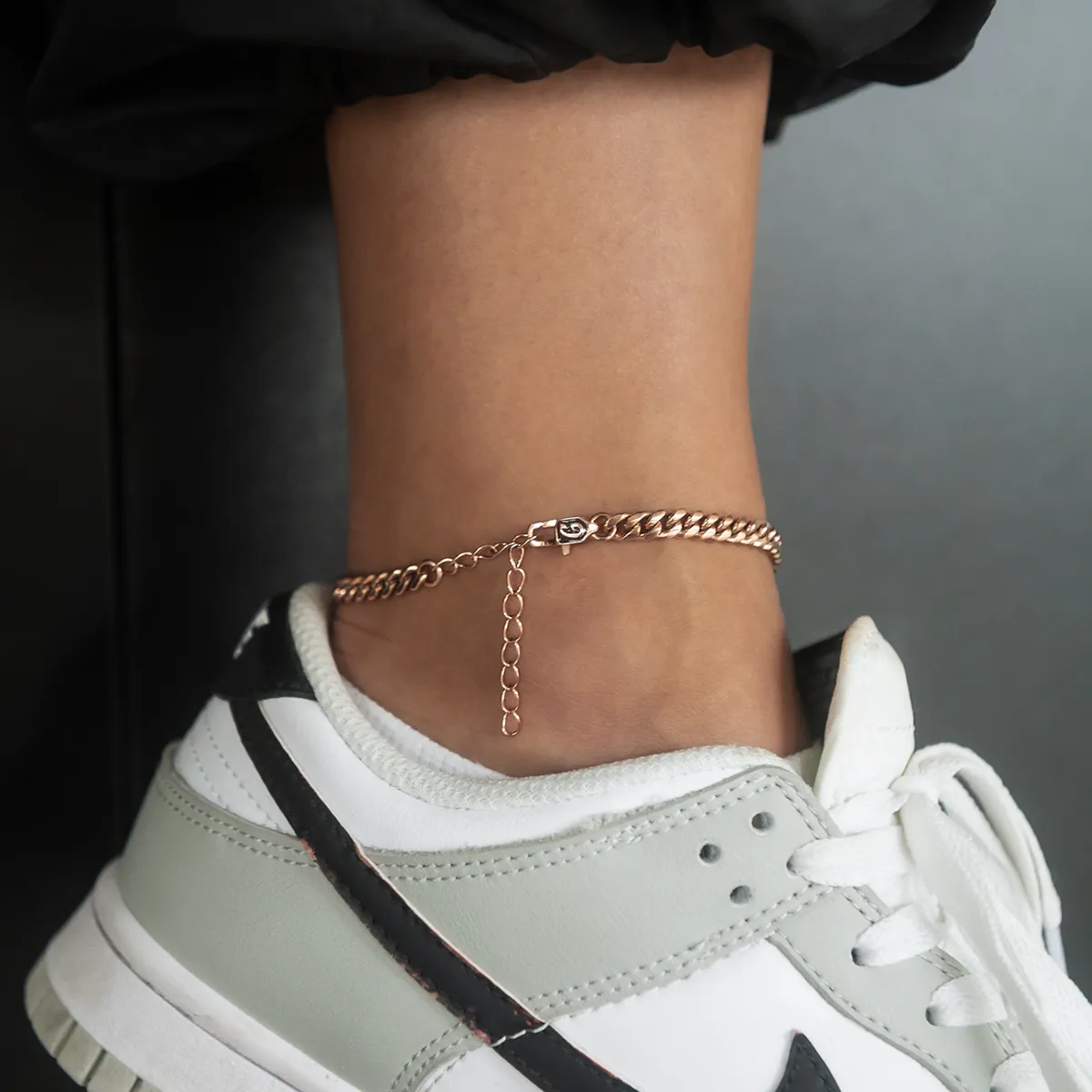 Cuban Link Anklet in Rose Gold- 5mm