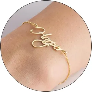 Custom Bracelet for Women - 14K Gold Plated Adjustable Name Anklet Bracelets Personalized, Customized Bracelet Birthday Gift for Women