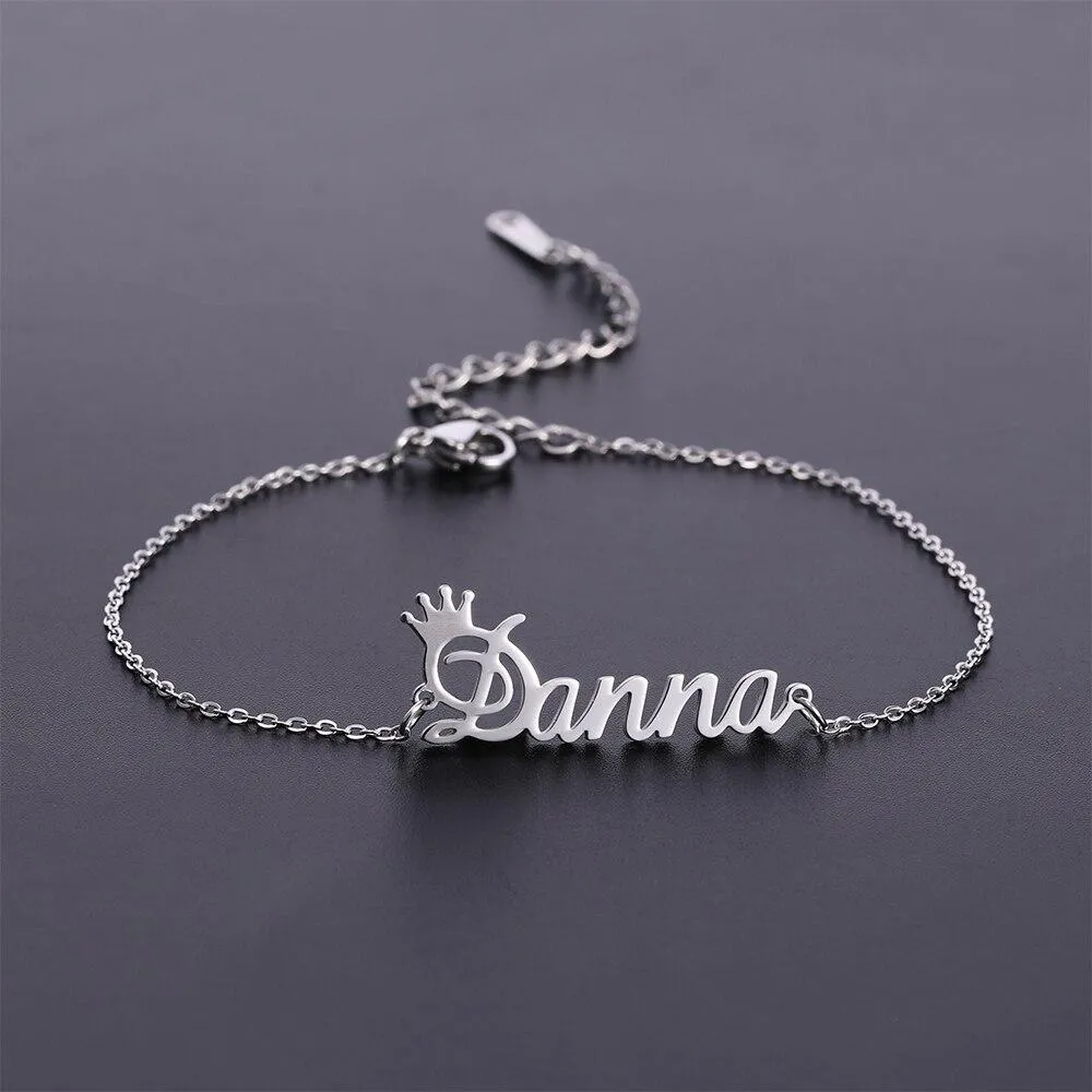 Custom Crown Name Anklet Bracelet- Best Christmas Gifts For Women