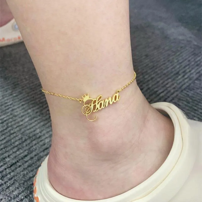 Custom Crown Name Anklet Bracelet- Best Christmas Gifts For Women