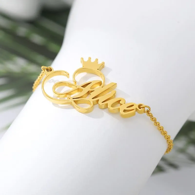 Custom Crown Name Anklet Bracelet- Best Christmas Gifts For Women