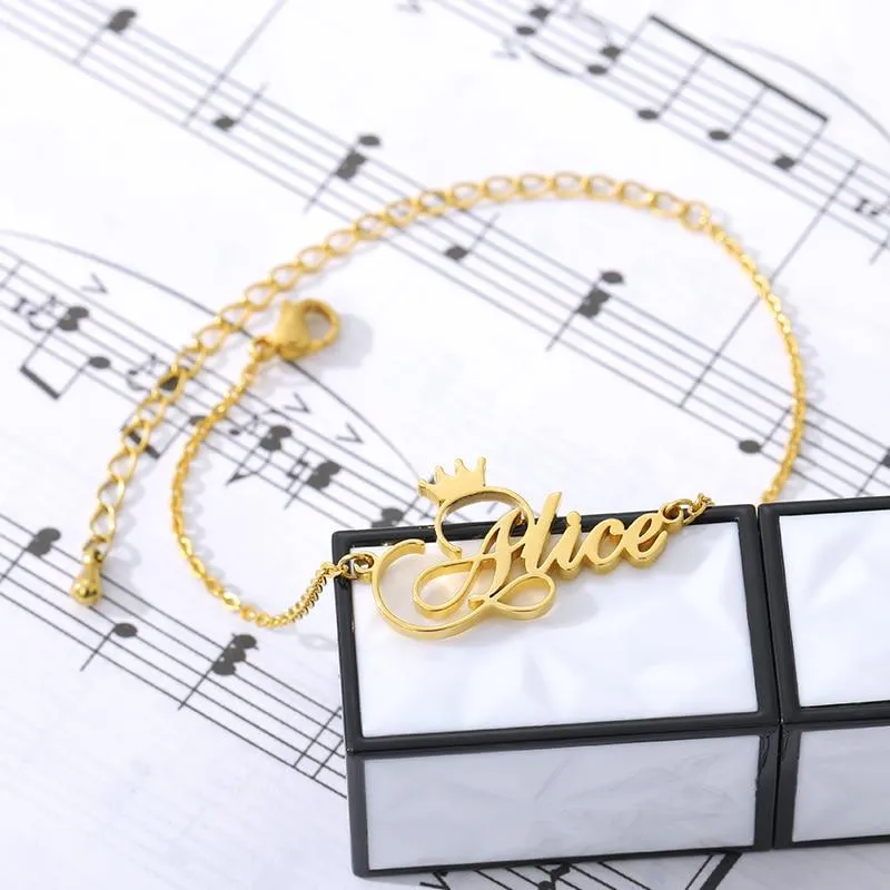 Custom Crown Name Anklet Bracelet- Best Christmas Gifts For Women