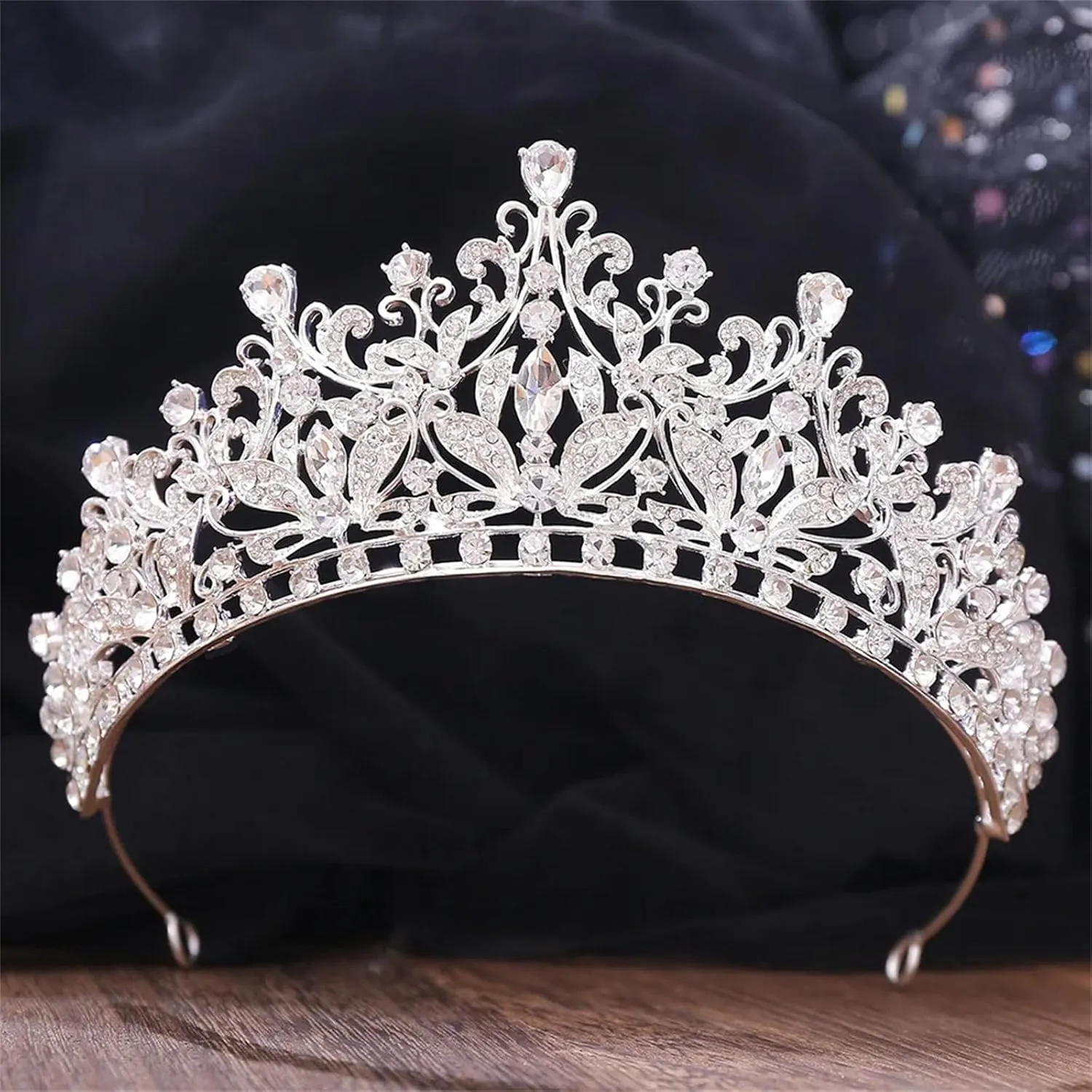 Dcvmvmn Miss Universe Rhinestone Crystal Tiara Bride Headdress Princess Wedding Crown Pageant Hair Jewelry Accessories