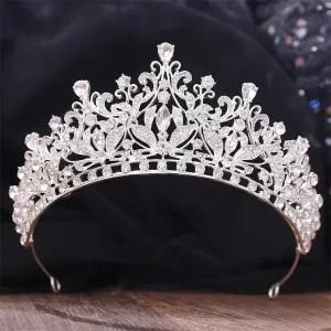 Dcvmvmn Miss Universe Rhinestone Crystal Tiara Bride Headdress Princess Wedding Crown Pageant Hair Jewelry Accessories
