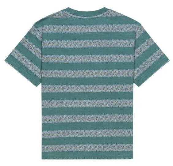 Element Boy’s T-Shirt Green Pink Orange Lines Striped Crew Neck S/S (S01)