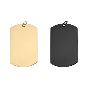Engravable Black Dog Tag Stainless Steel Pendant / PDC280