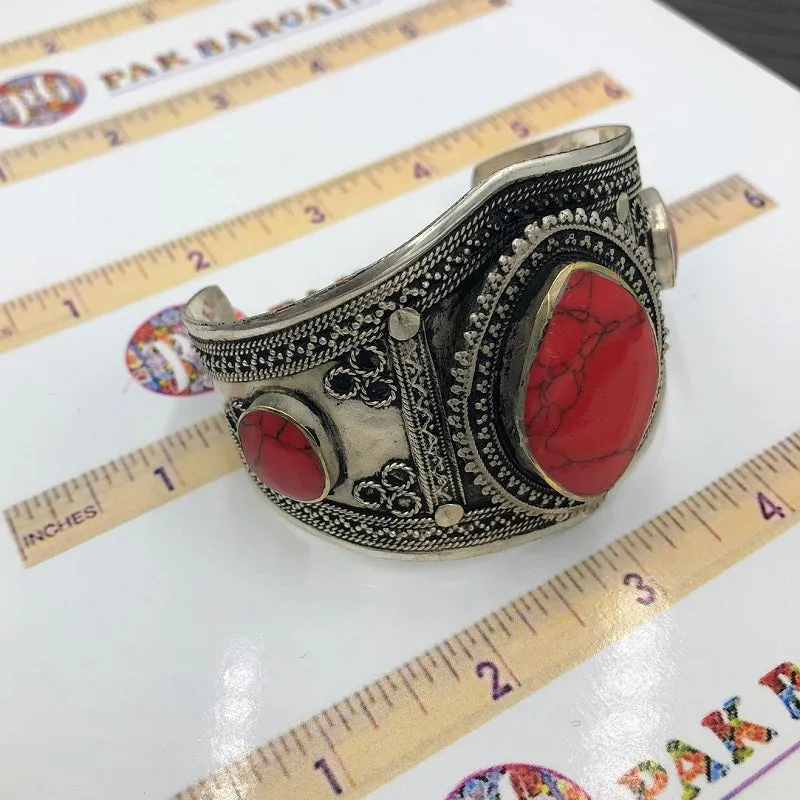 Ethnic Tribal Stone Adjustable Handcuff Bracelet