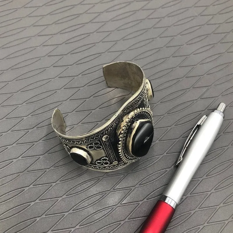 Ethnic Tribal Stone Adjustable Handcuff Bracelet