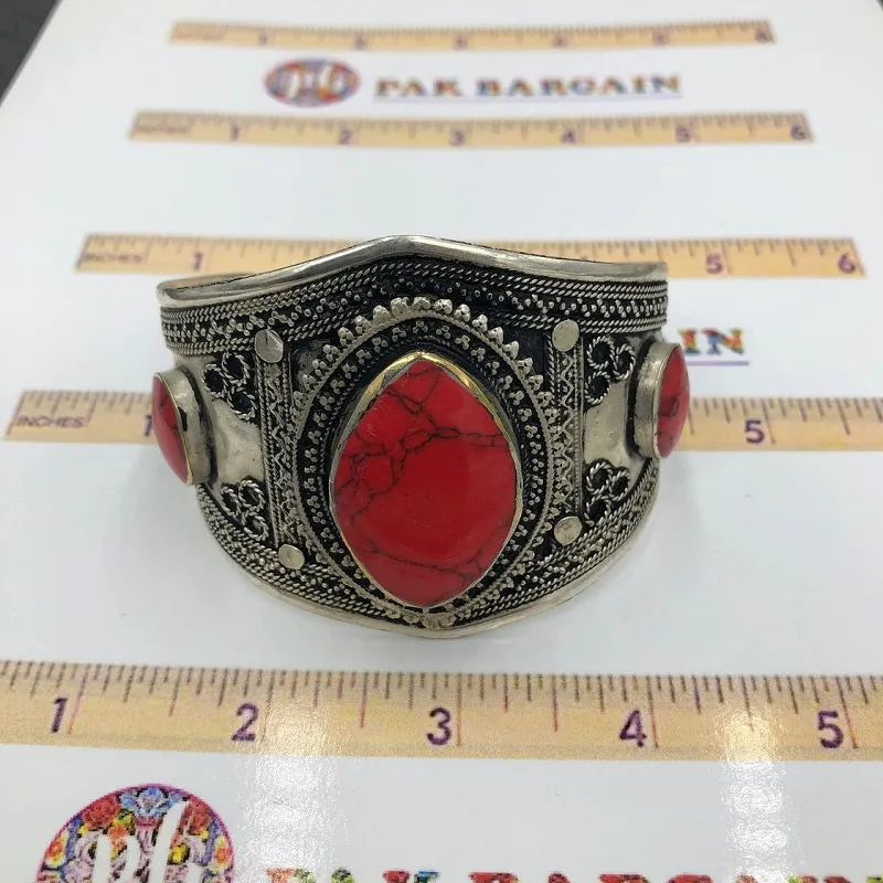 Ethnic Tribal Stone Adjustable Handcuff Bracelet