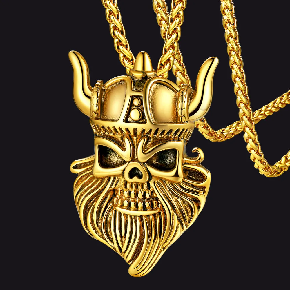 FaithHeart Vintage Viking Odin Pendant Necklace for Men Women