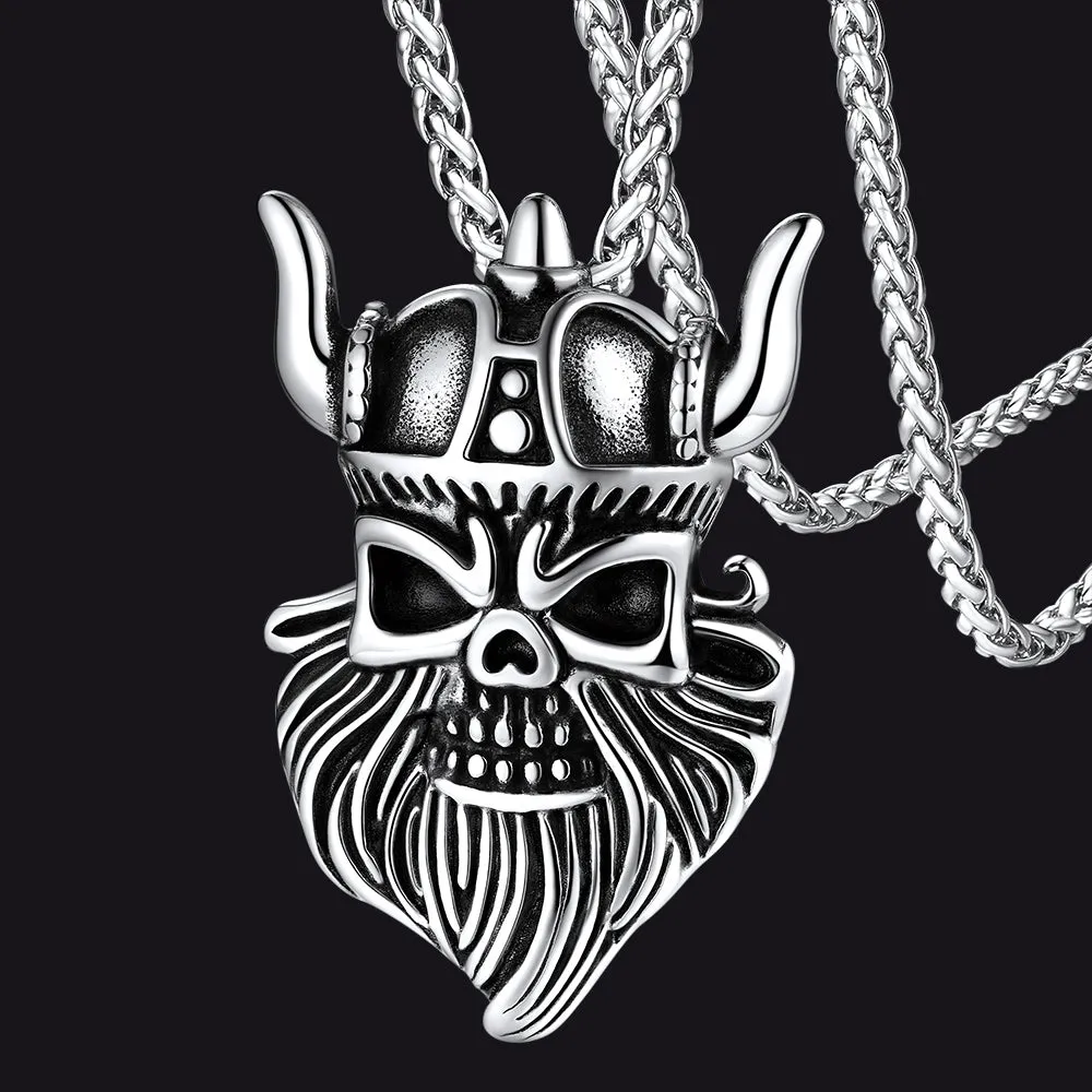 FaithHeart Vintage Viking Odin Pendant Necklace for Men Women