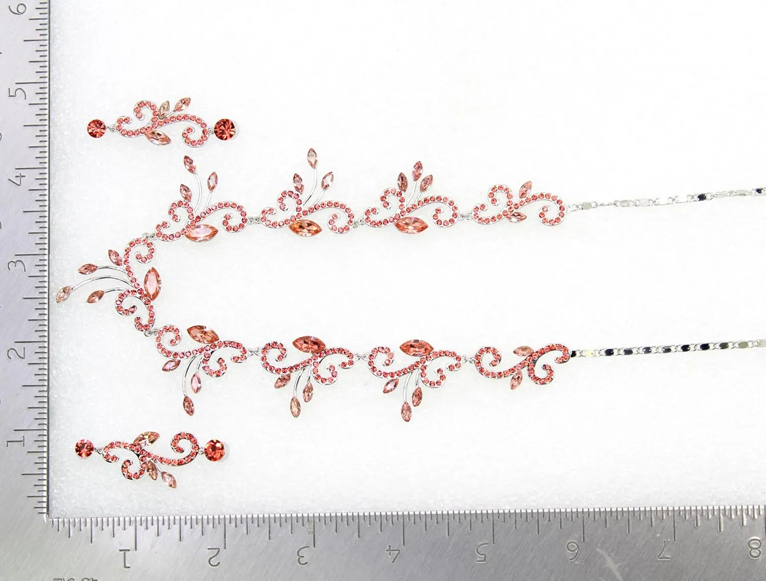 Faship Gorgeous Rhinestone Crystal Floral Necklace Earrings Set