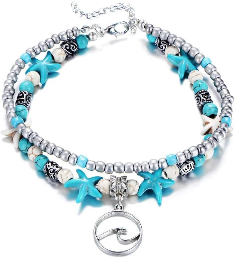 Fesciory Puka Shell Anklet for Women Summer Natural Cowrie Adjustable Ankle Bracelet, Handmade Boho Hawaiian Beach Seashell Jewelry