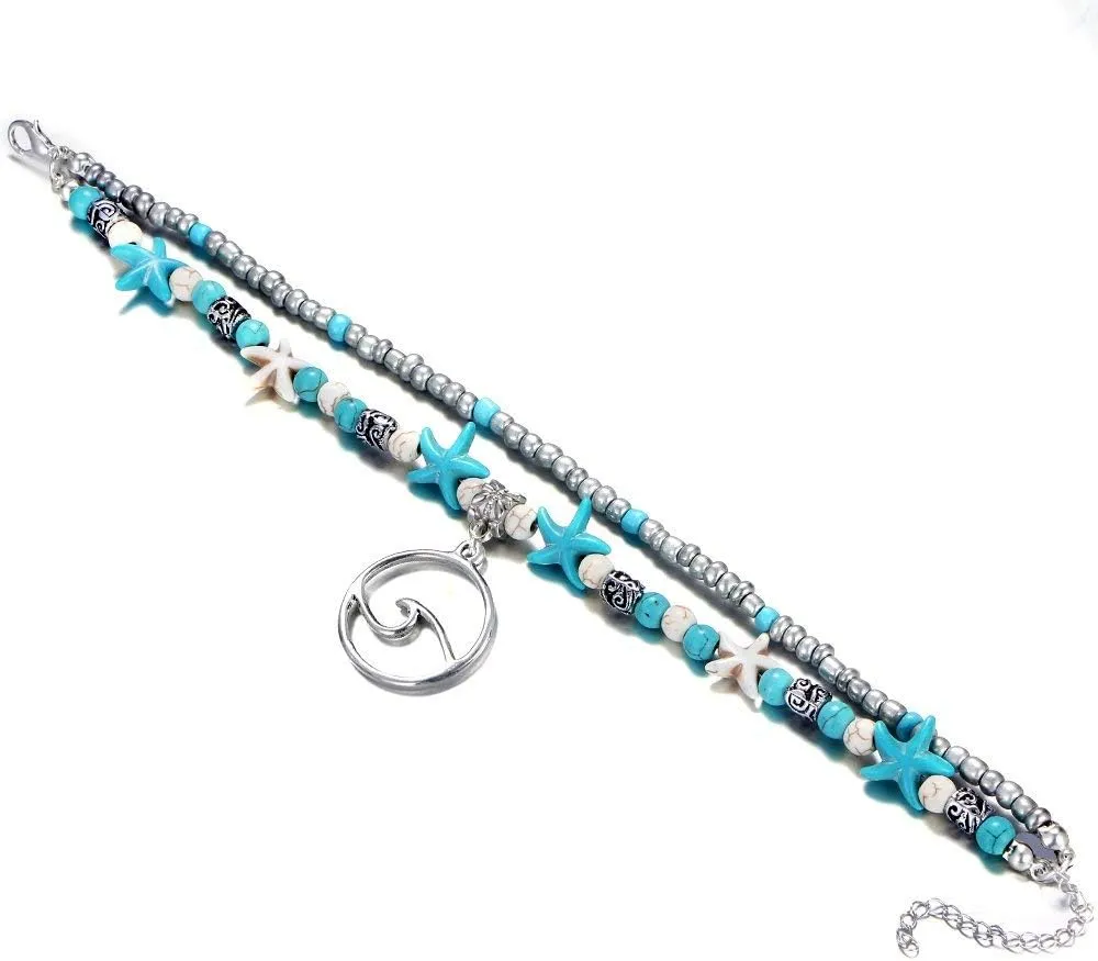 Fesciory Puka Shell Anklet for Women Summer Natural Cowrie Adjustable Ankle Bracelet, Handmade Boho Hawaiian Beach Seashell Jewelry