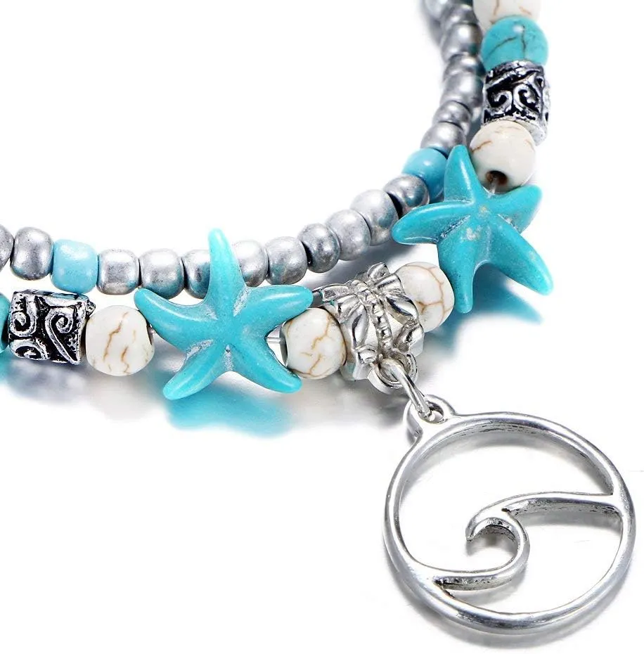 Fesciory Puka Shell Anklet for Women Summer Natural Cowrie Adjustable Ankle Bracelet, Handmade Boho Hawaiian Beach Seashell Jewelry
