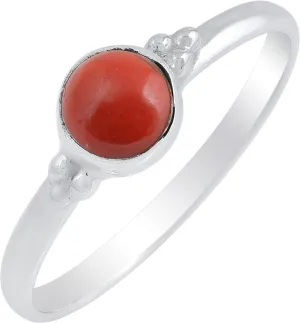 Fine Sterling Silver Ring For Women & Girls Natural Coral Ring Sterling Silver Statement Ring Red Gemstone Ring