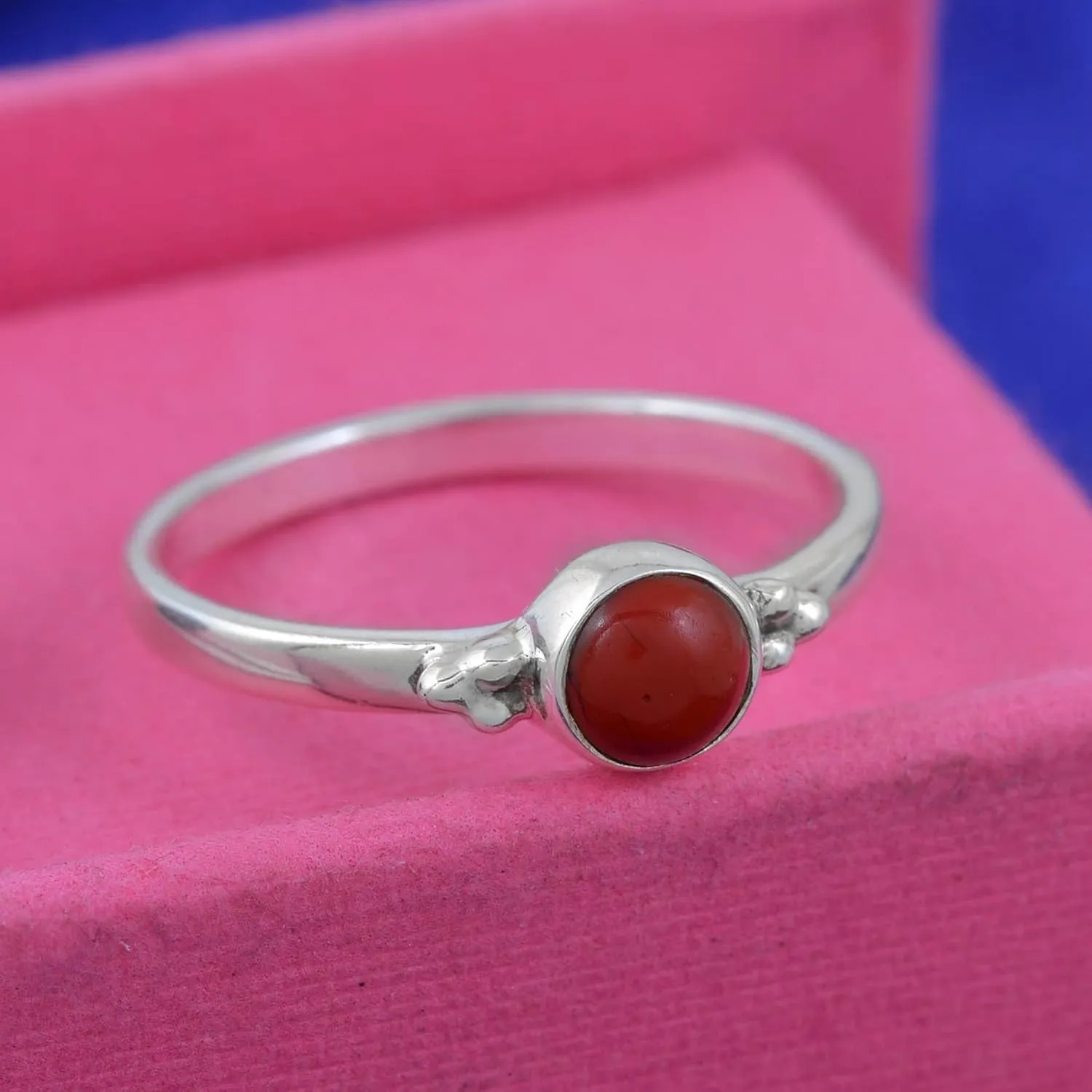 Fine Sterling Silver Ring For Women & Girls Natural Coral Ring Sterling Silver Statement Ring Red Gemstone Ring