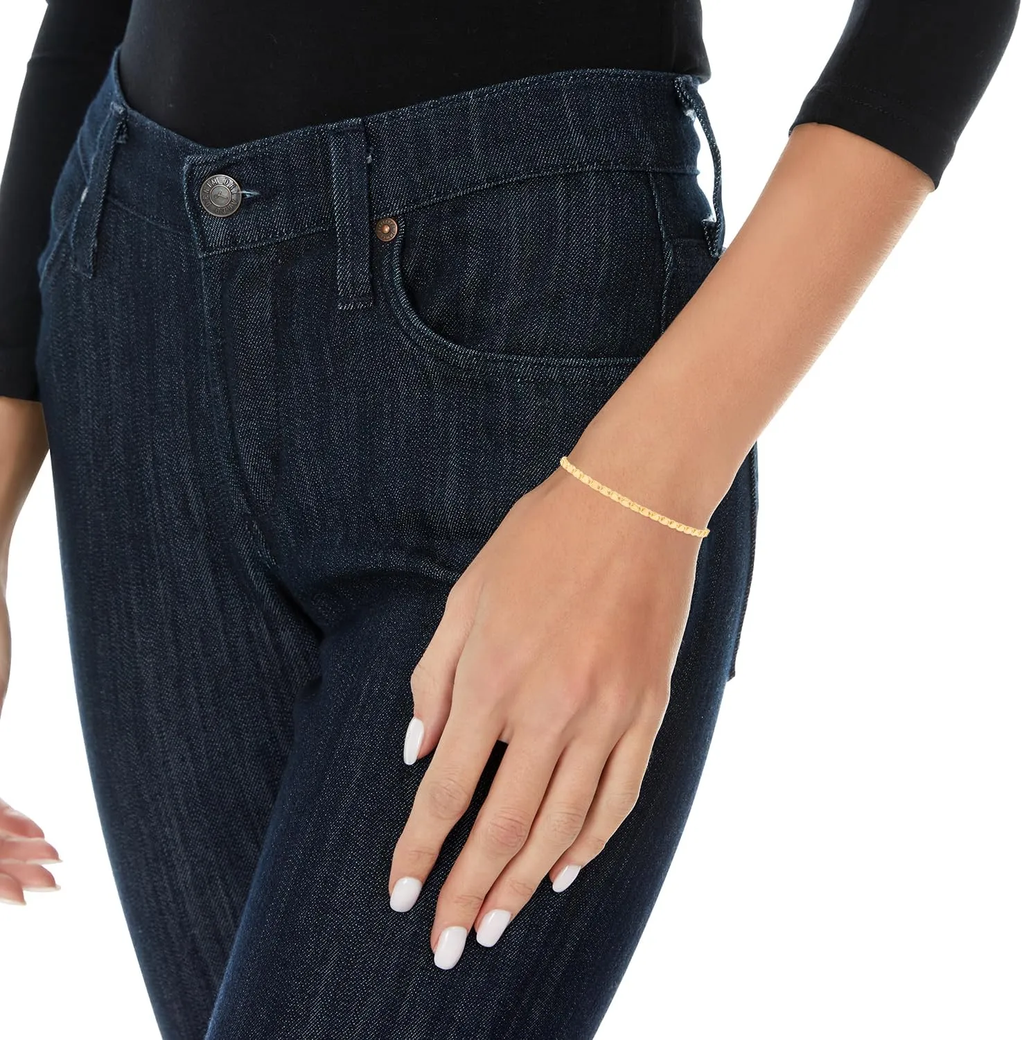 Floreo 10k Yellow Gold 2.6mm Relationship and Friendship Mirror Chain with Double Sided Heart Charms Bracelet or Anklet