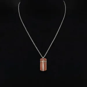 Galeno Stainless Steel Necklace with Rosewood Crucufix Inlay (24" chain)