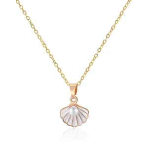 Gold Seashell Necklace Pearl Shell Necklace Gold Pearl Necklace Sea Shell Necklace Ocean Necklace Aesthetic Jewelry Ocean Jewelry Gifts for Women