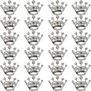 GXXMEI 24PCS Tiara Crown Brooch Pin Wedding Party Pageant Brooch (Silver)
