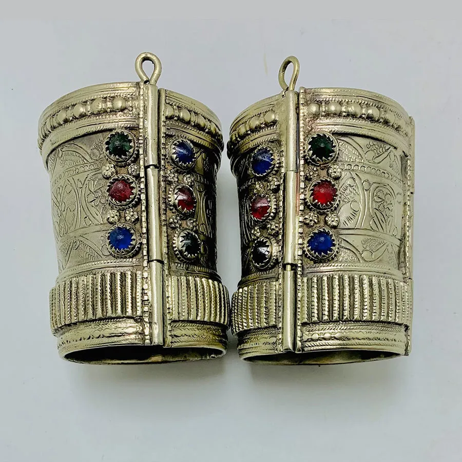 Gypsy Cuff Inlaid With Multicolor Glass Stones Bracelet