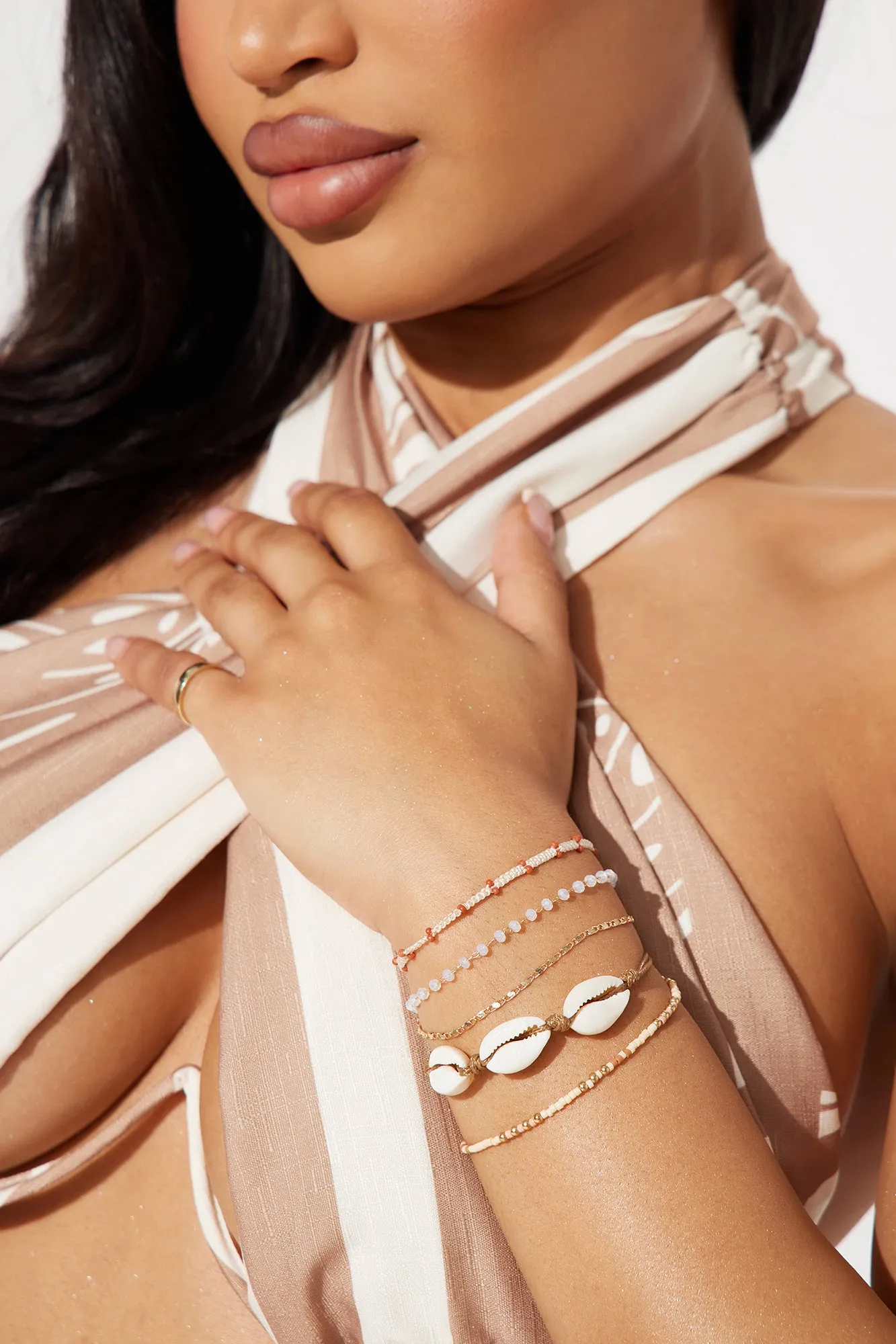 Had Me At Ahola 5 Piece Bracelet Set - Gold/combo