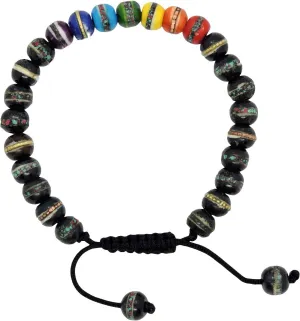 Hands Of Tibet Embedded Medicine Bracelet Yoga Healing Beads Adjustable Wrist Mala Many Color Choices (Seven Chakra and Black)