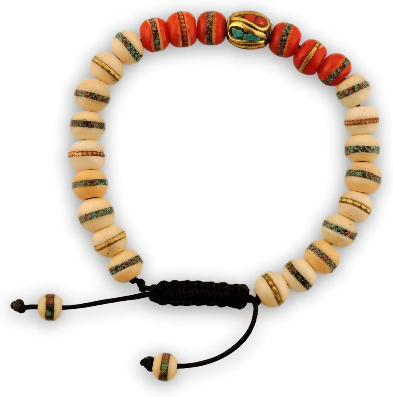 Hands Of Tibet Embedded Medicine Healing Bracelet Multi-Bead Spacer Bangle Adjustable Wrist Mala