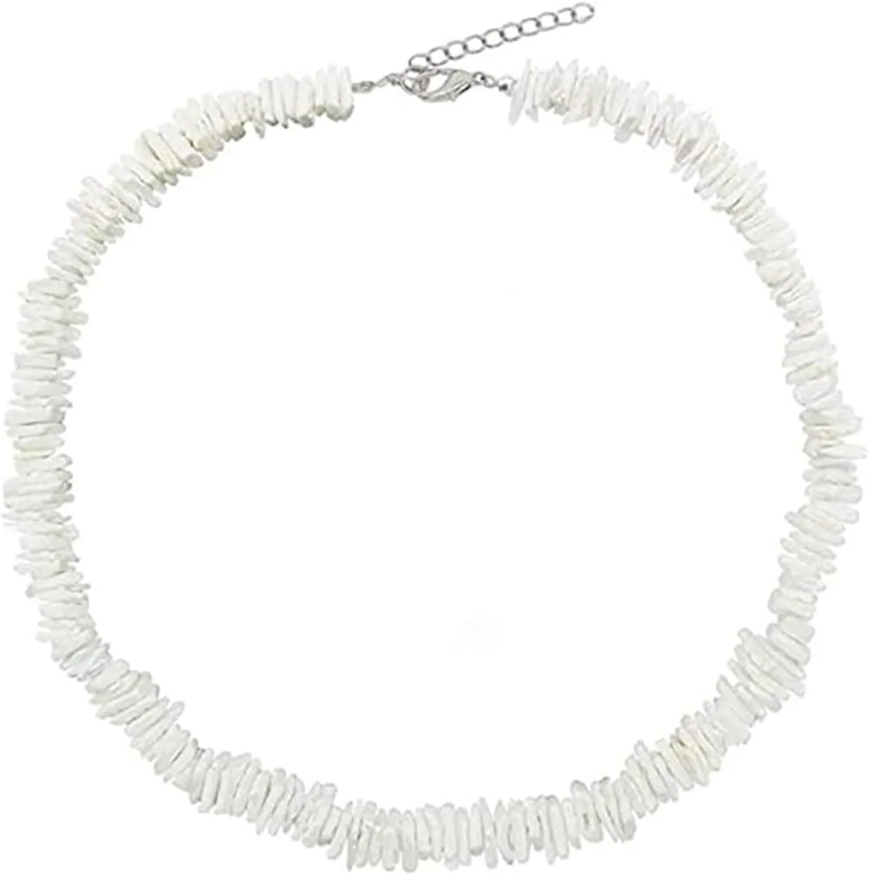 Hawaiian Style Puka Shell Seashell Beaded Choker Necklace Handmade Adjustable Chain Clam Chip Clavicle Necklace for Women Summer Beach Surfer Jewelry