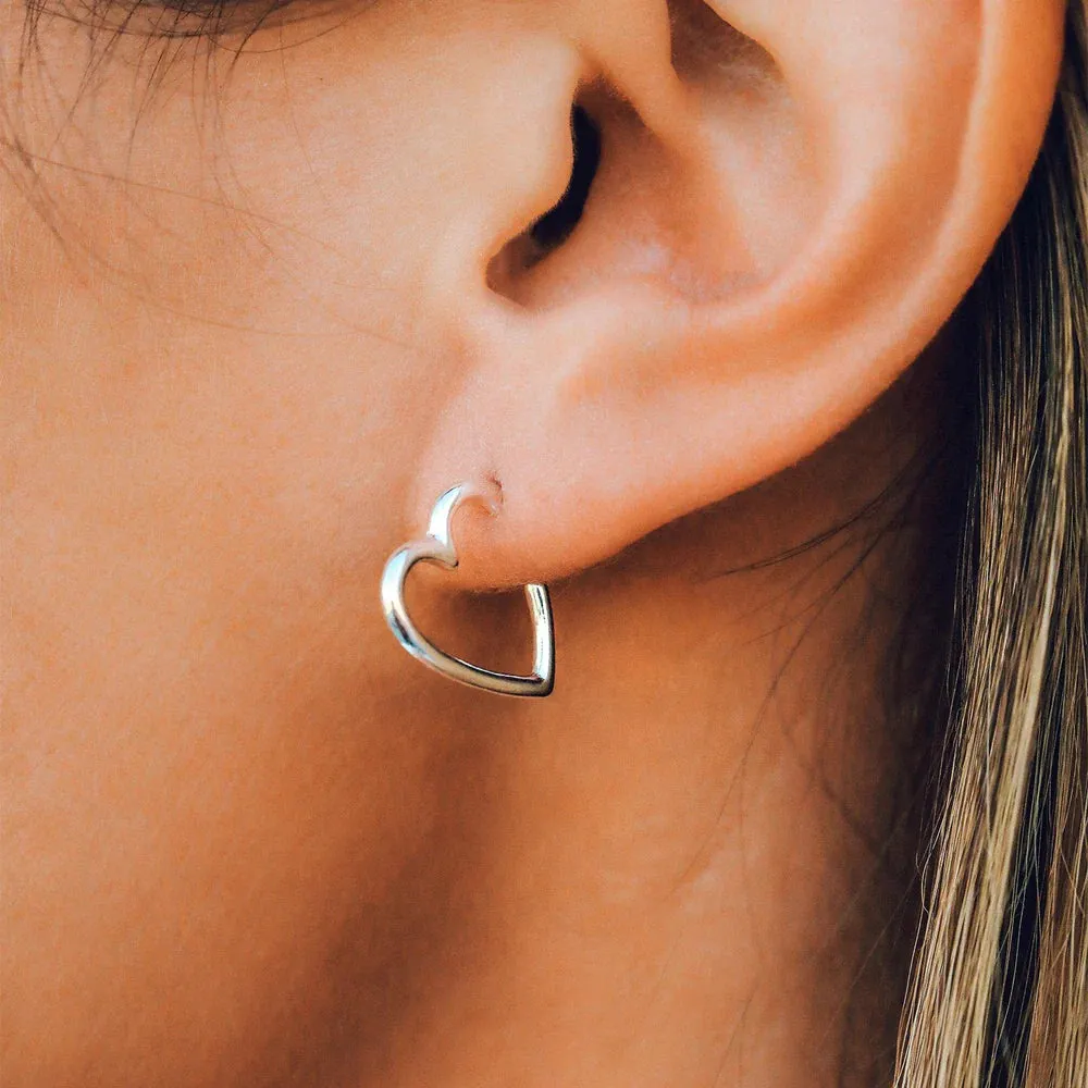 Heart Hoop SILVER   earrings