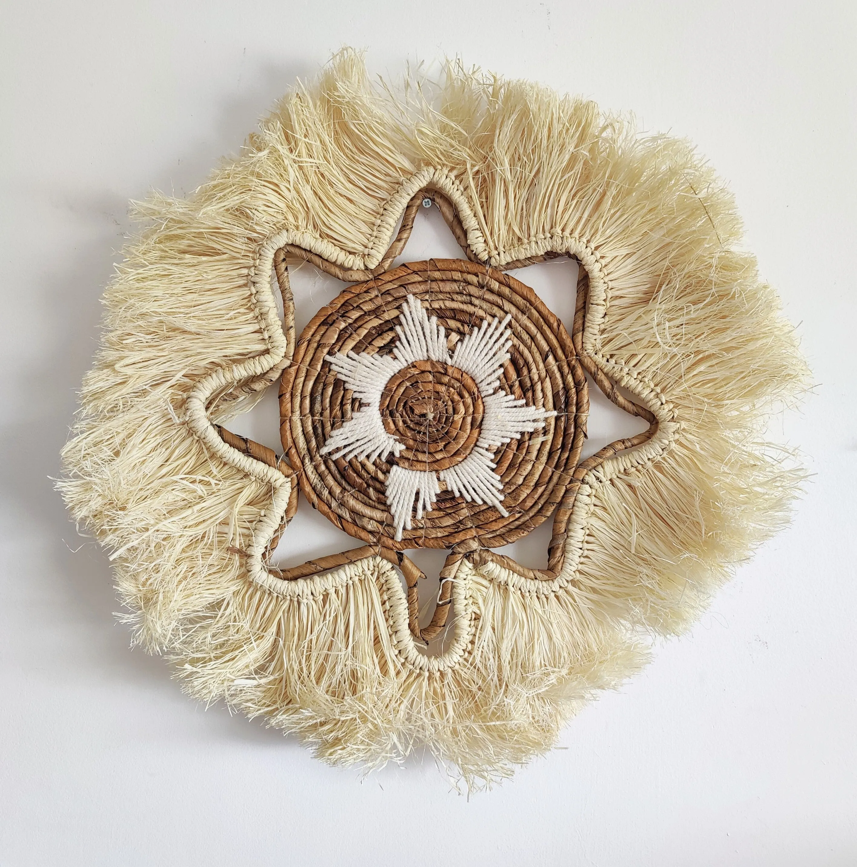 Home Decor - Large Natural Weave multipurpose wall hanging made from Banana Bark and Raffia.