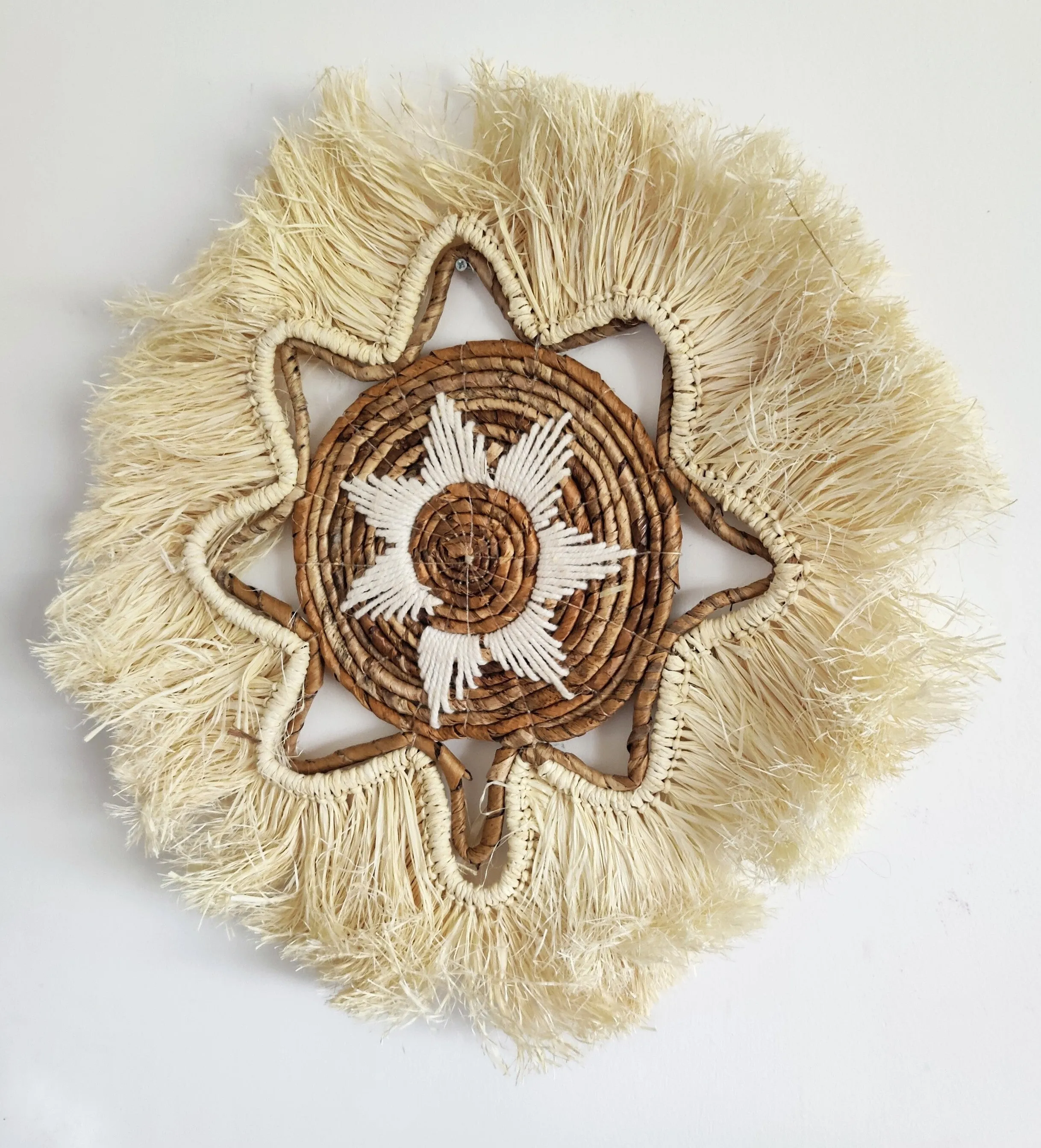 Home Decor - Large Natural Weave multipurpose wall hanging made from Banana Bark and Raffia.