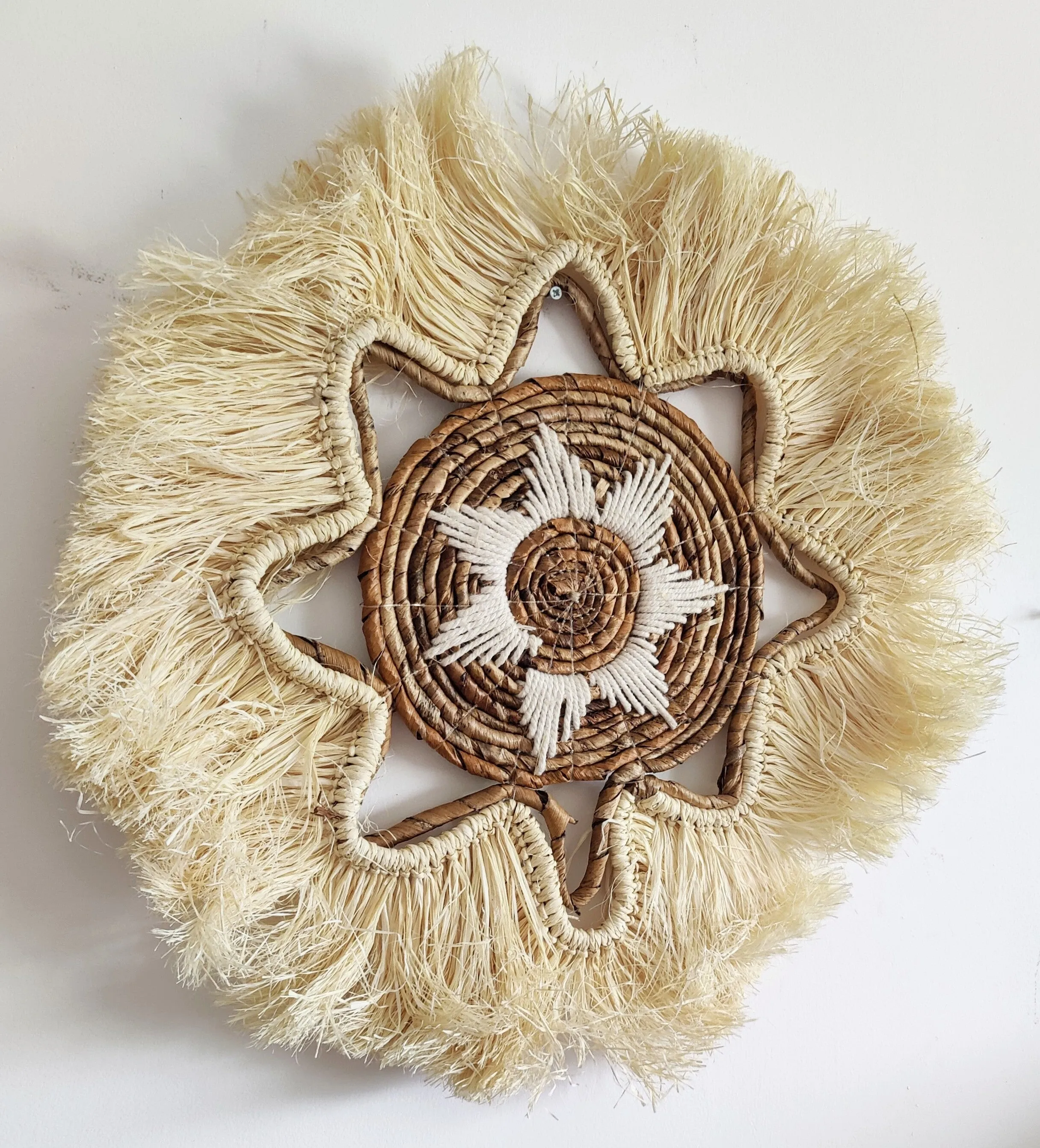 Home Decor - Large Natural Weave multipurpose wall hanging made from Banana Bark and Raffia.