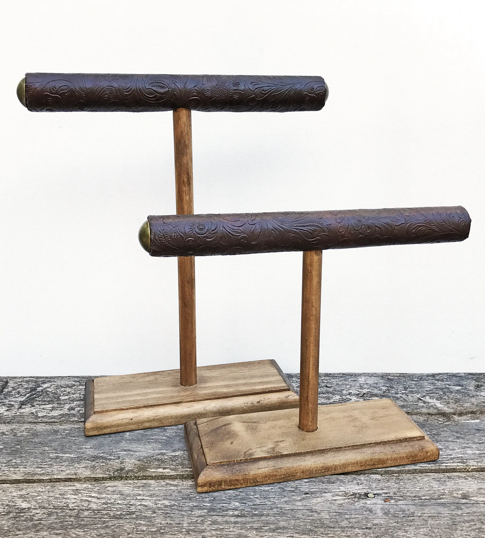 Jewelry Display, Bracelet Stand, Necklace Holder, Necklace Stand, Set of 2 Wooden T-Bar Jewelry Stands, Western Style Displays