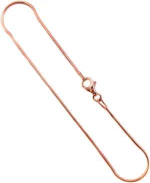 JOSCO 1mm 14k Rose-Gold Plated Over Sterling Silver Snake Vermeil Anklet. Bracelet. 7,8,9,10,11 Inches