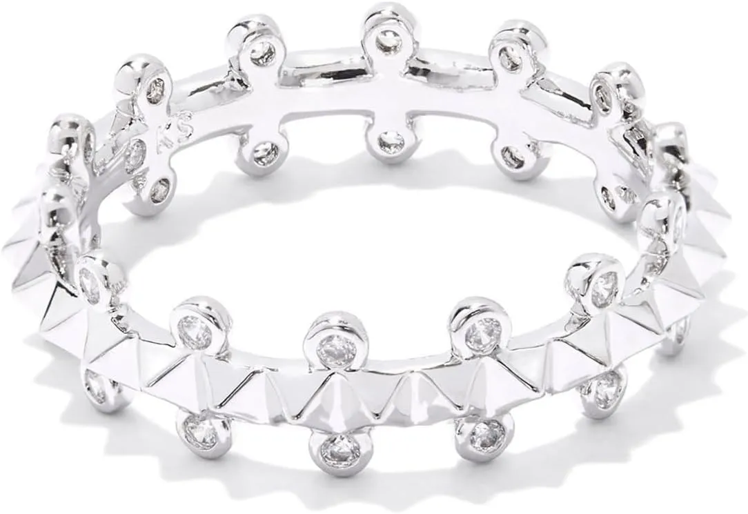 Kendra Scott Jada Band Ring Silver White Crystal 6