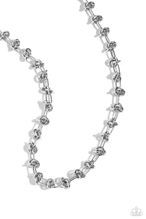 Knotted Kickoff - Silver Necklace - Paparazzi Accessories