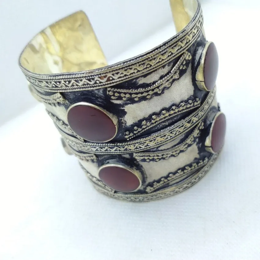 Kuchi Big Tribal Stones Cuff Bracelet