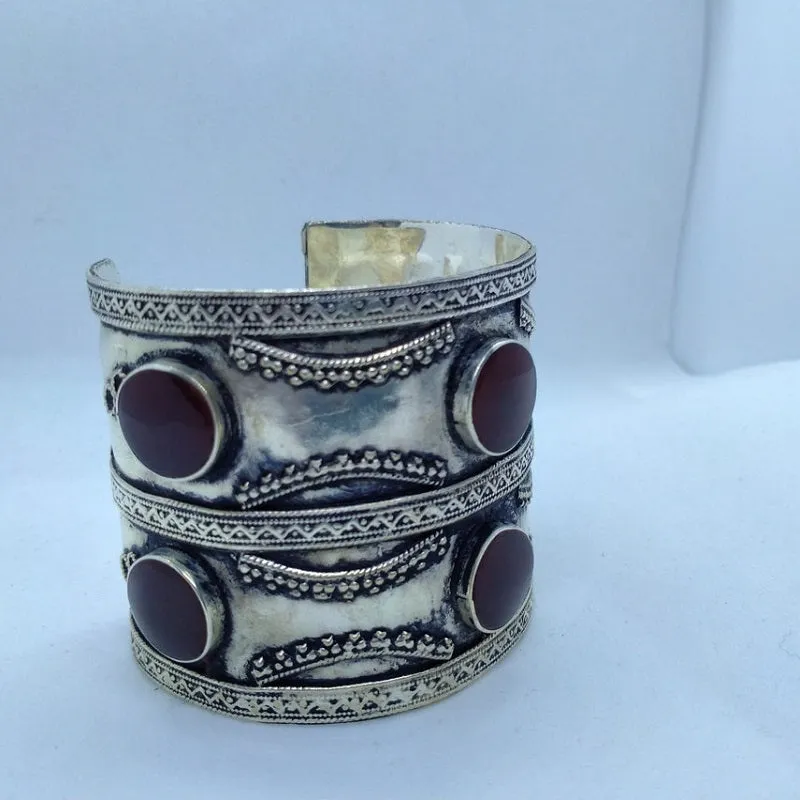 Kuchi Big Tribal Stones Cuff Bracelet