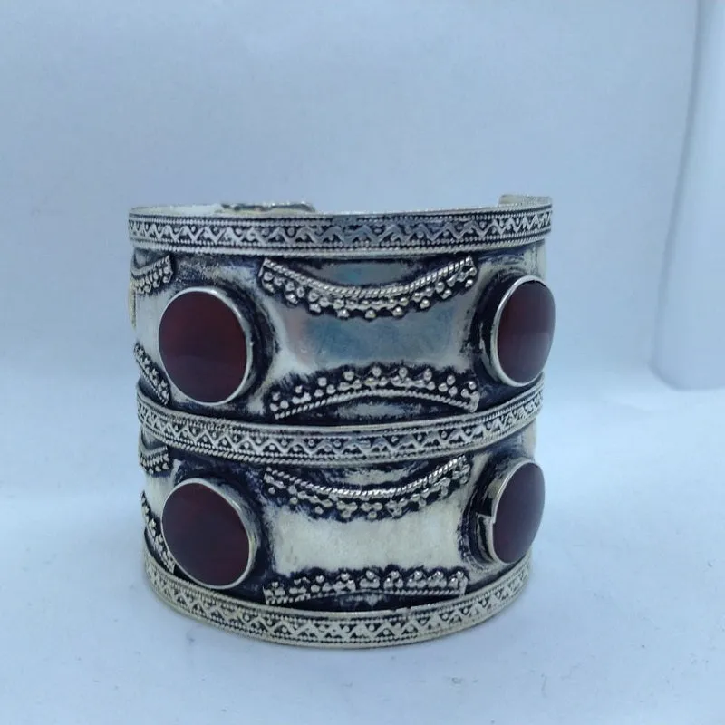 Kuchi Big Tribal Stones Cuff Bracelet