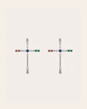 La Cruz Colorida earrings - sterling silver