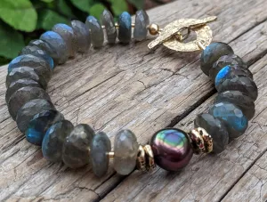 Labradorite & Black Pearl Bracelet