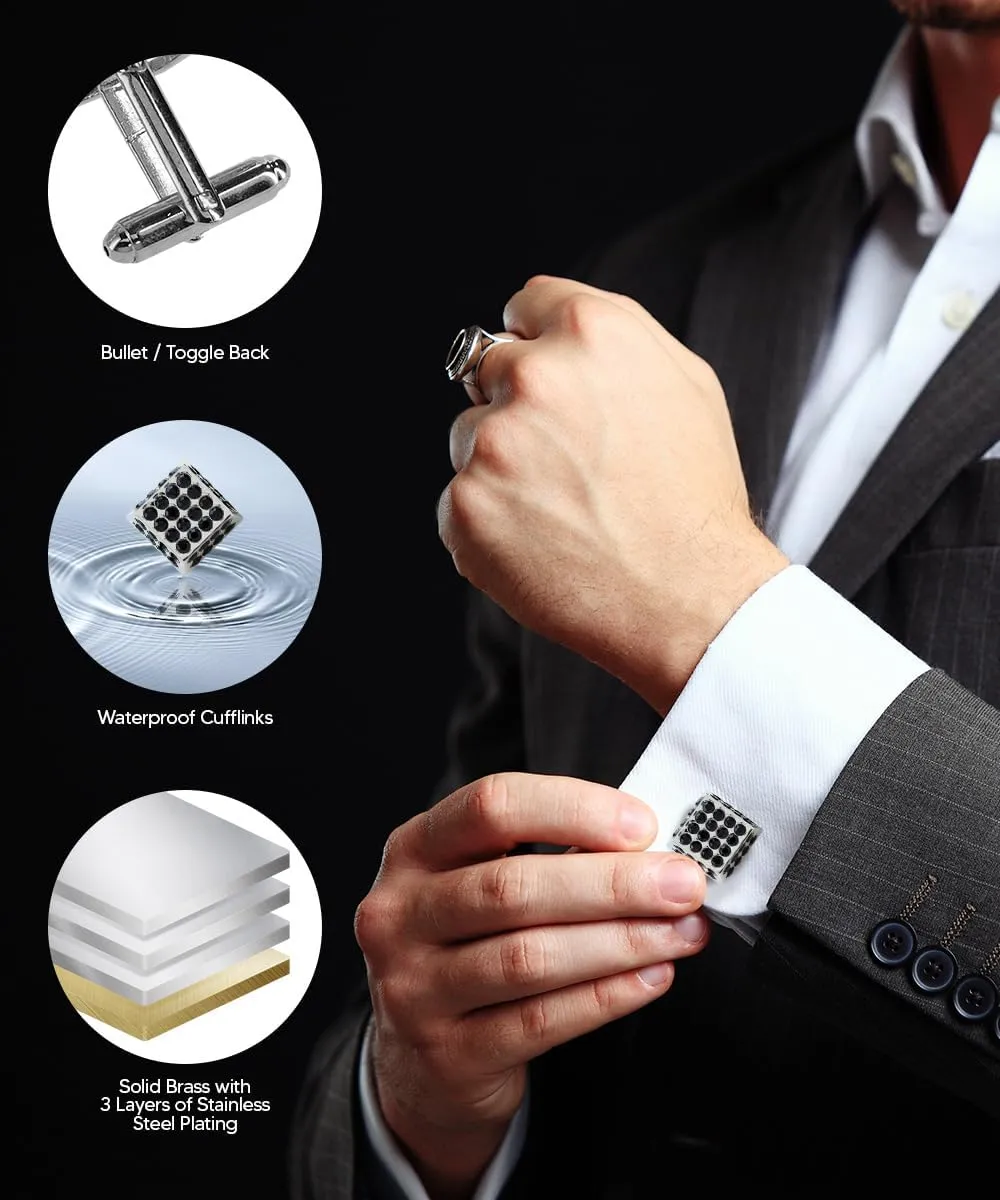 Large Square Studded Colored Crystal Cuff Links for Men  Tuxedo Suit Accessories, Cufflinks for Men