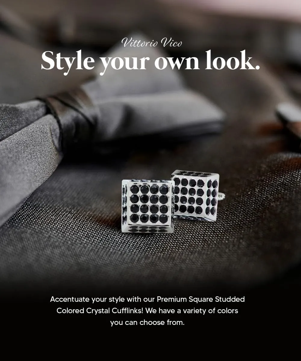 Large Square Studded Colored Crystal Cuff Links for Men  Tuxedo Suit Accessories, Cufflinks for Men