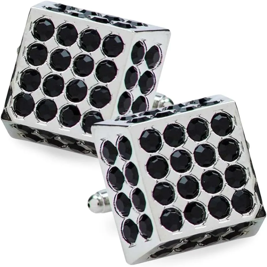 Large Square Studded Colored Crystal Cuff Links for Men  Tuxedo Suit Accessories, Cufflinks for Men