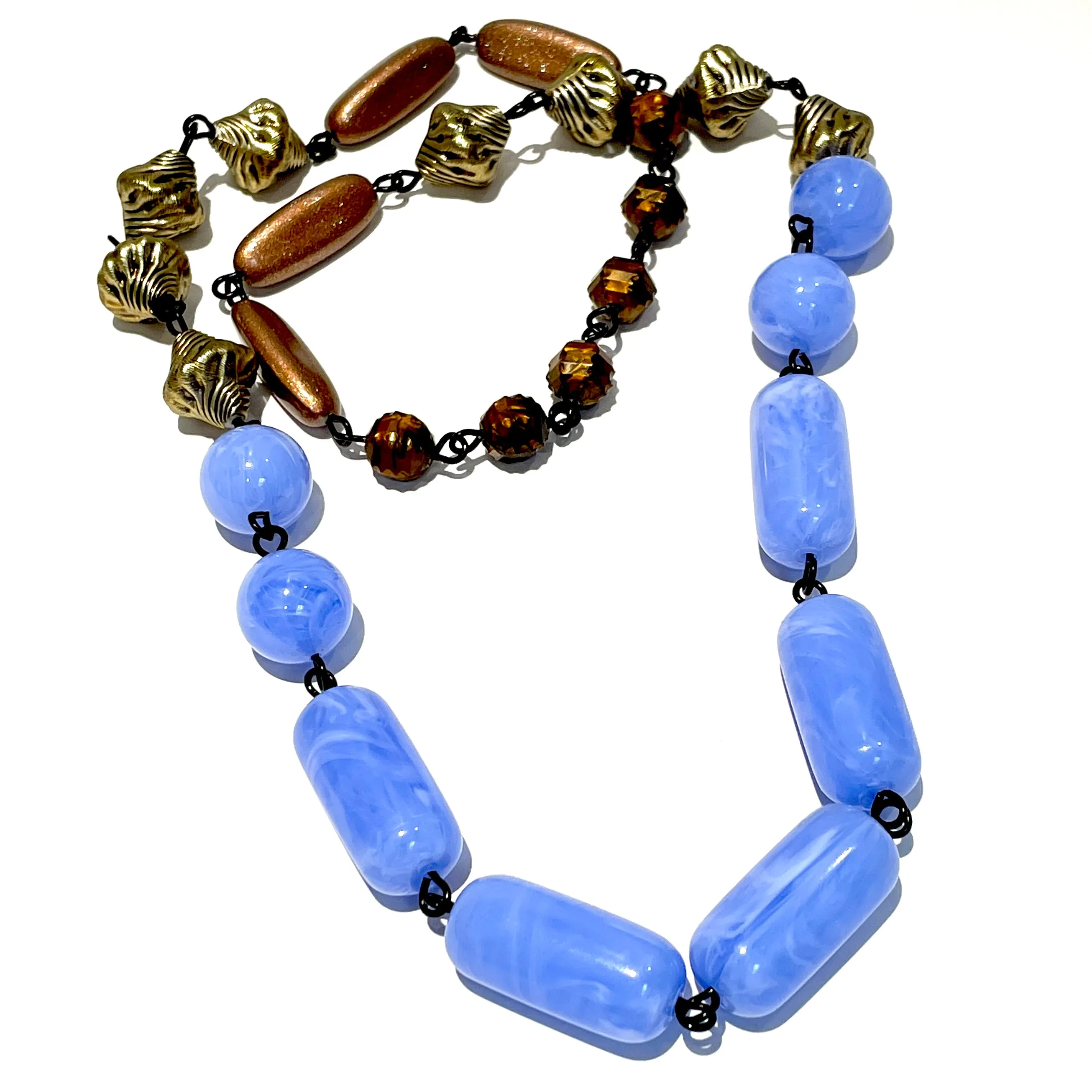 Marbled Iris & Faceted Copper Carmen Necklace