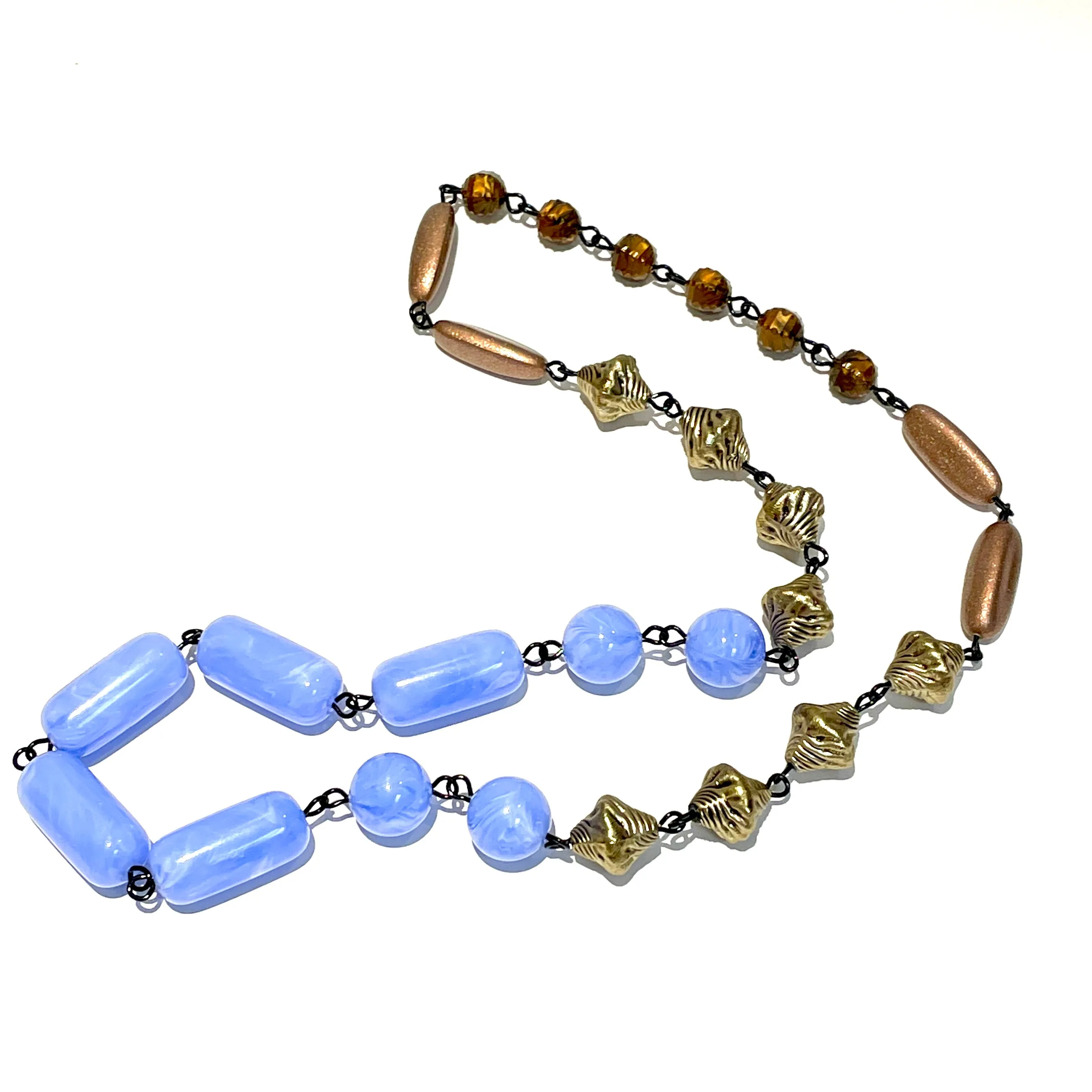 Marbled Iris & Faceted Copper Carmen Necklace