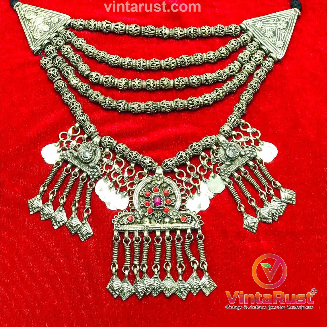 Massive Choker With Three Dangling Pendants