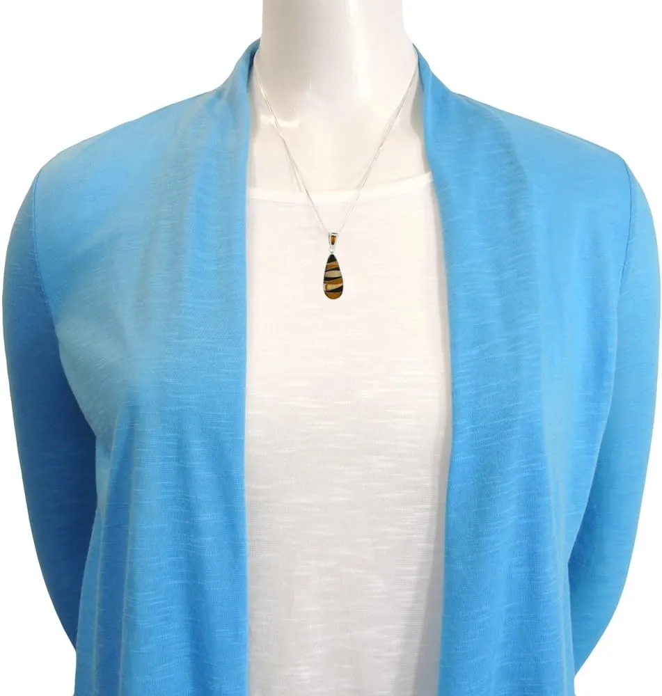 Matching Turquoise & Gemstones Set 925 Sterling Silver (Pendant, Earrings, Necklace 20")